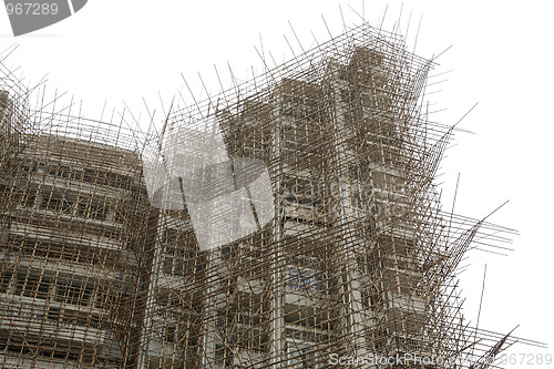 Image of bamboo scaffolding in construction site