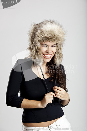Image of Girl with a fur hat