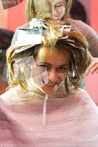 Image of At the hair stylist