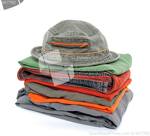 Image of Colorful casual clothes and hat
