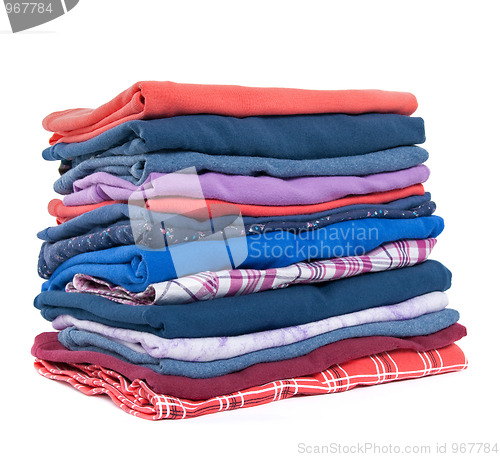 Image of Stack of colorful clothes