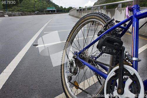 Image of Mountain bicycle at sunny day 