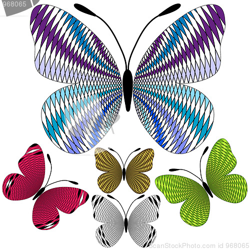 Image of Set abstract mosaic butterflies