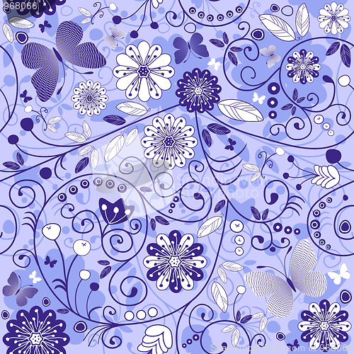 Image of Seamless floral violet-blue pattern