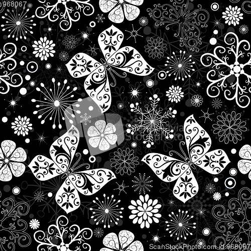 Image of Seamless black-white christmas graphic pattern