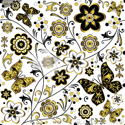 Image of Seamless white floral pattern (vector)