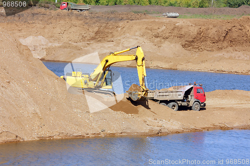Image of sandpit - excavator and tipper
