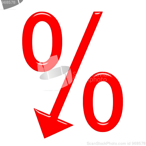 Image of 3d percent symbol with arrow directed down