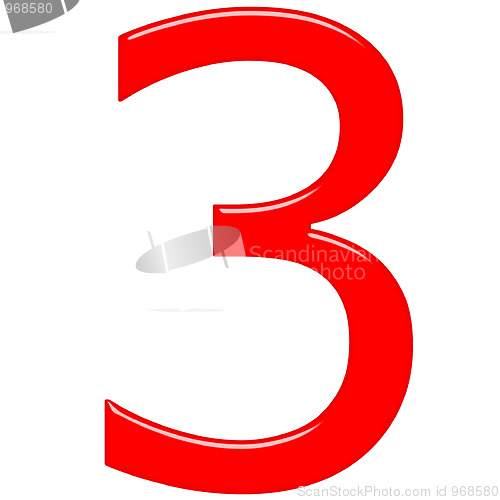 Image of 3D Red Number 3