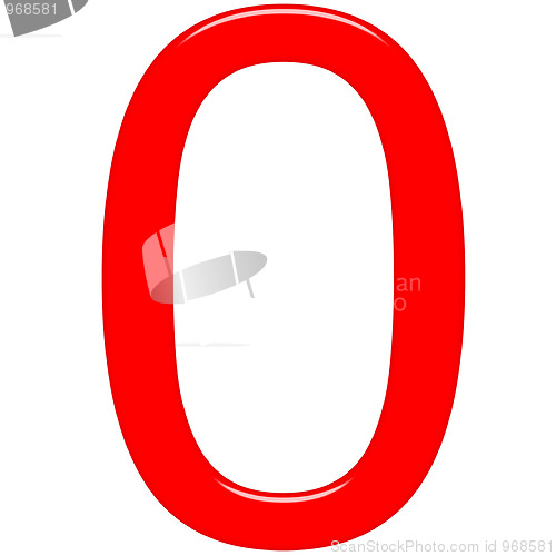 Image of 3D Red Number 0