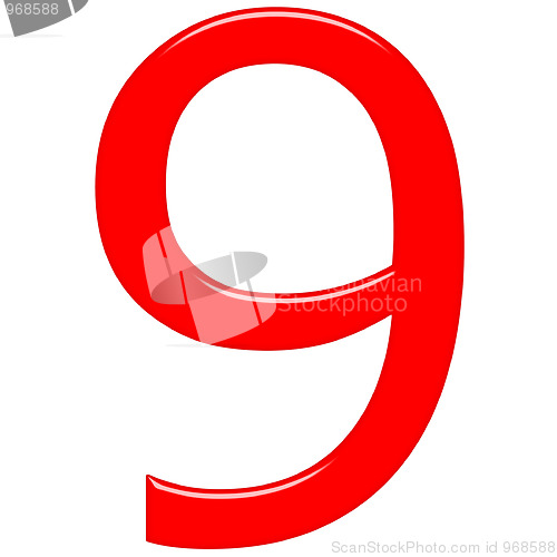 Image of 3D Red Number 9