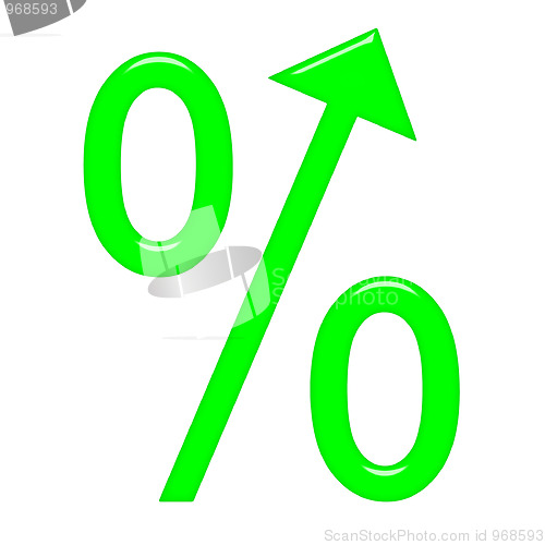 Image of 3d percent symbol with arrow directed up