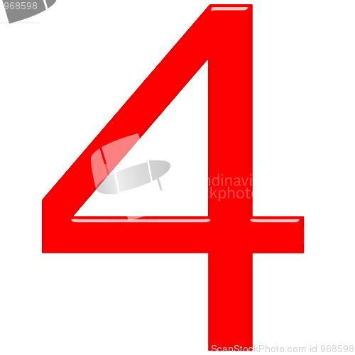 Image of 3D Red Number 4