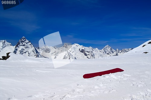 Image of Snowboard on the ski slope