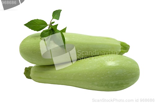 Image of Two zucchini with basil