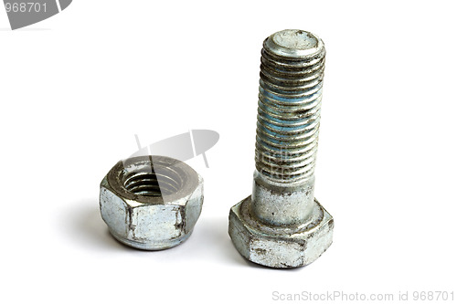Image of Nut and bolt isolated on white