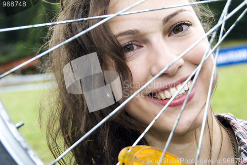 Image of Girl with bicycle