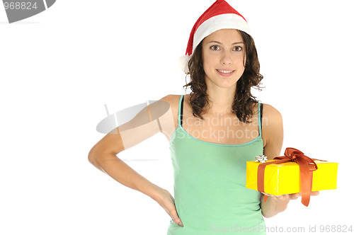 Image of Girl holding christmas present