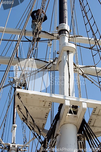 Image of Climbing up a mast.