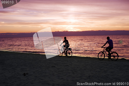 Image of Bicyclists on the beach