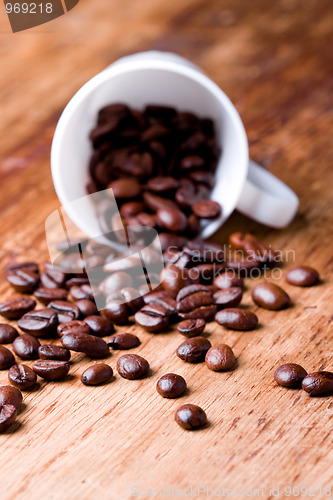 Image of cup with coffee beans 