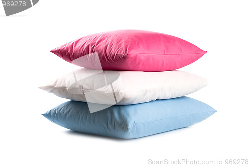 Image of pink, white and blue pillows
