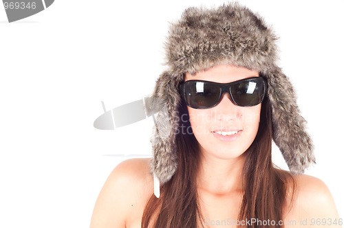 Image of Woman in fur hat