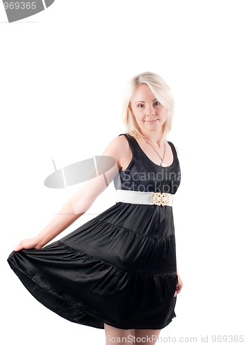 Image of Beautiful woman in black dress