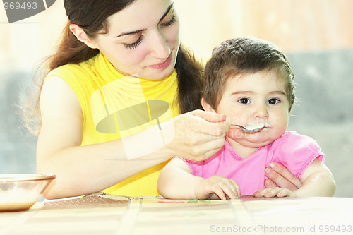 Image of Mother feeding baby