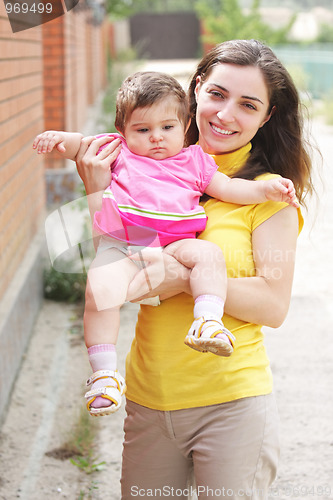 Image of Smiling mother with little daughter closeup