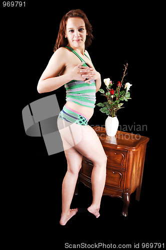 Image of Young girl in underwear.