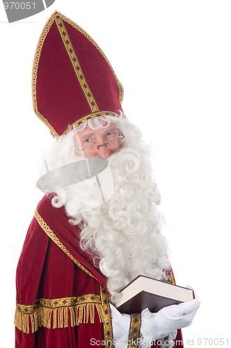 Image of Sinterklaas and his book