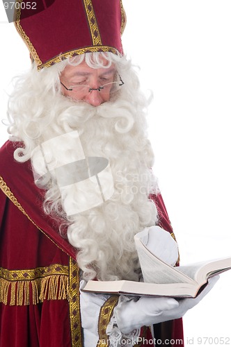 Image of Sinterklaas and his book