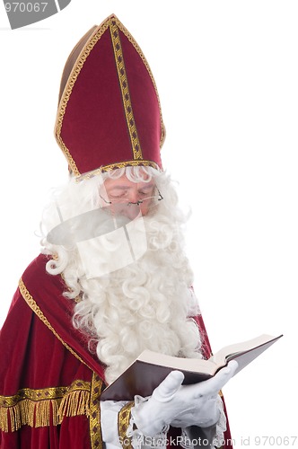 Image of Sinterklaas and his book