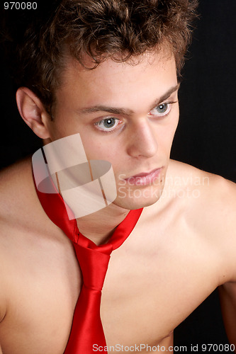 Image of Young man with red tie