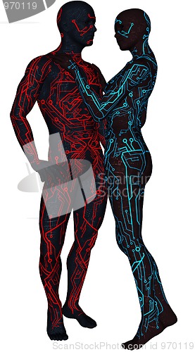 Image of Pair of sci-fi android
