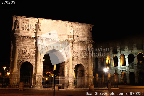 Image of Arco de Constantino and Colosseum in Rome, Italy