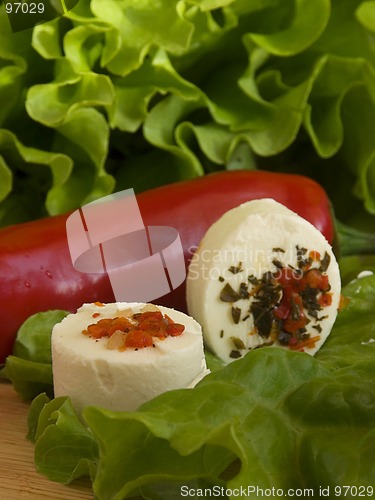 Image of Salad and fresh cheese