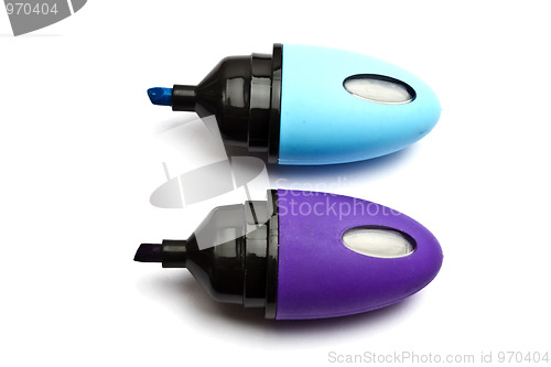 Image of Two mini highlighters isolated on white
