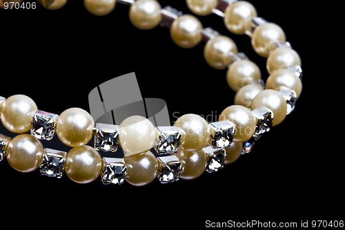 Image of Beautiful string of beads isolated on black