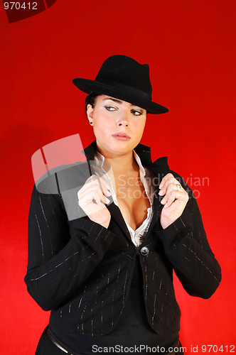 Image of Business lady with hat.