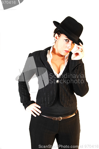 Image of Business lady with hat.