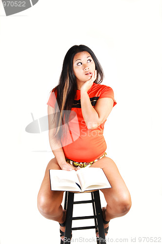 Image of Asian woman thinking.