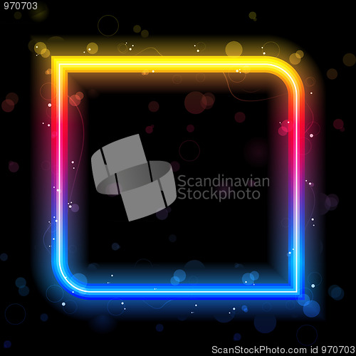 Image of Rainbow Square Border with Sparkles and Swirls.