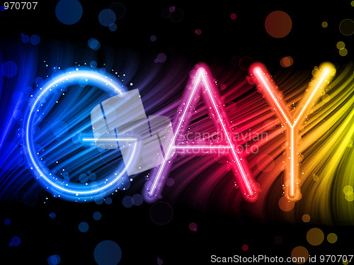 Image of Gay Pride Abstract Colorful Waves on Black Background