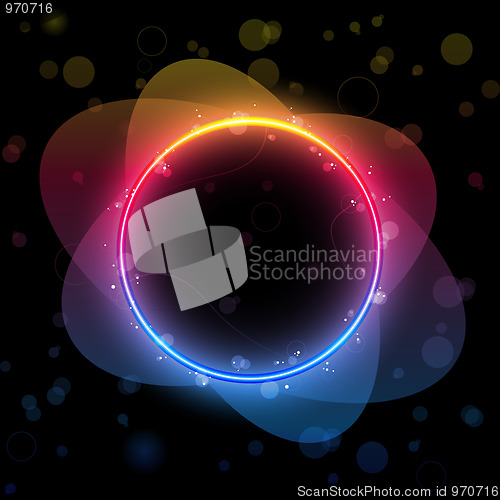 Image of Rainbow Circle Border with Sparkles and Swirls.