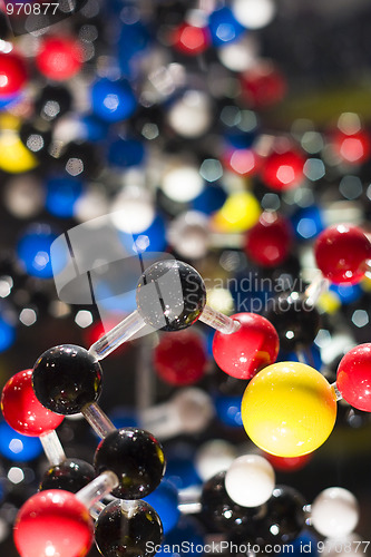 Image of DNA strands on abstract background 