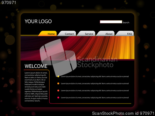 Image of Website Layout Template in Red and Yellow Colors