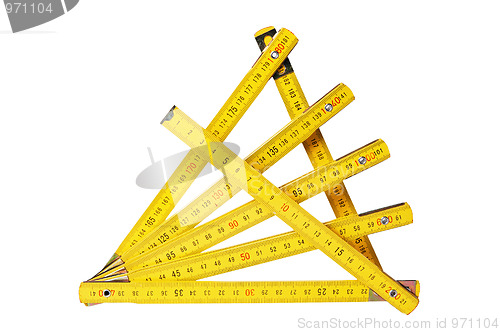 Image of Yellow collapsible ruler of the carpenter