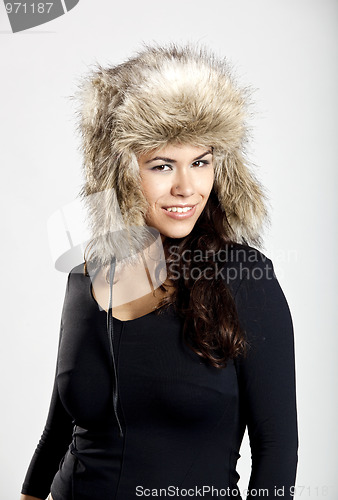 Image of Girl with a fur hat